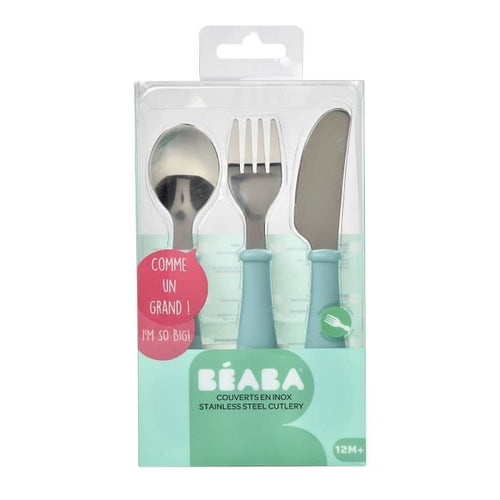 BEABA Set di 3 posate in acciaio inossidabile verde arioso