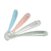 BEABA Set di 4 cucchiai in silicone di prima età (blu ventoso + verde eucalipto + nebbia leggera + rosa antico)