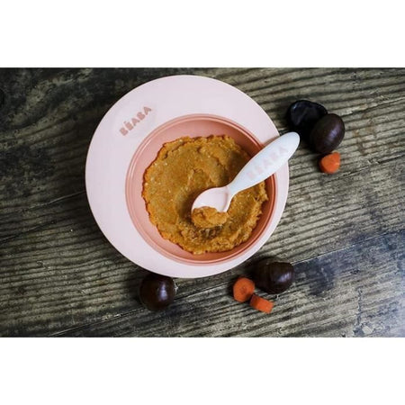 BEABA Set di 6 cucchiai ergonomici + 4 forchette (rosa antico + verde arioso + foschia chiara)