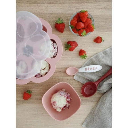 BEABA Set di 6 cucchiai ergonomici + 4 forchette (rosa antico + verde arioso + foschia chiara)