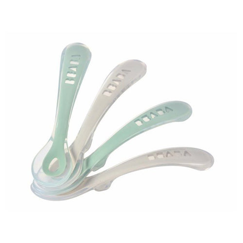 Set 4 cucchiai in silicone per la seconda età, grigio velluto/verde salvia