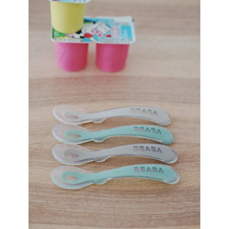 Set 4 cucchiai in silicone per la seconda età, grigio velluto/verde salvia