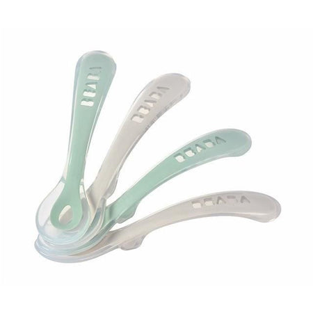 Set 4 cucchiai in silicone per la seconda età, grigio velluto/verde salvia