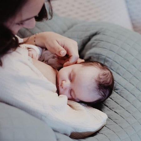 Beaba, Big Flopsy , fiore di cotone, salvia verde, 170 cm