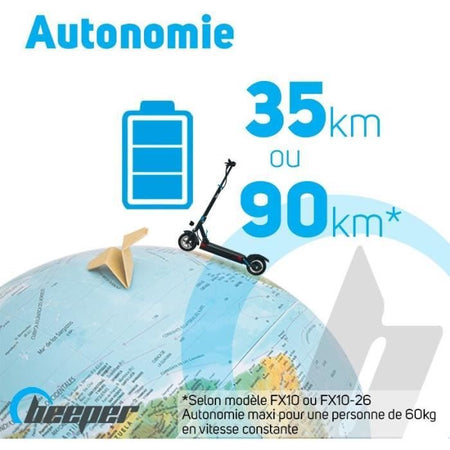Monopattino elettrico con allarme 10 Pollici - BEEPER - MAX FX10-G2-8 - 500W - 48V - 8Ah