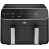 Friggitrice ad aria calda multifunzione - BEKO - FRL5388B - 2400 W - 8,5 L per 2 kg di patatine - 2 vasche (2x 4,5 L) - Nero