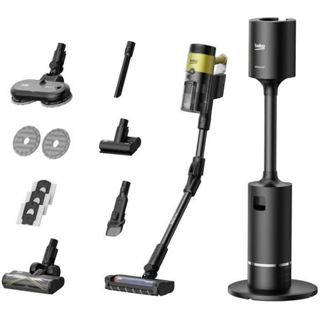 BEKO VRT97325VY - Aspirapolvere a batteria con stazione di svuotamento - 150 AW - Spazzola Adaptedge autodistricante