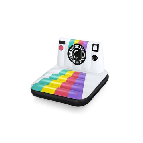 Materasso gonfiabile per piscina - BESTWAY - Polaroid - 1 adulto, 90 kg - Bianco e multicolore