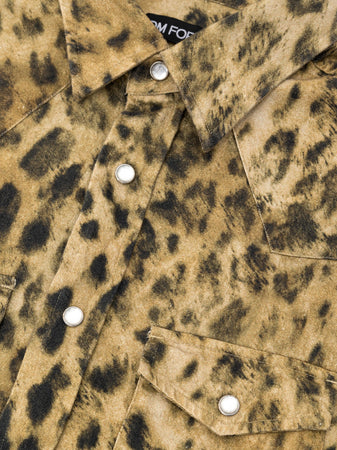 Tom Ford Camicia Slim Uomo Leopardata - Marrone/Beige da uomo