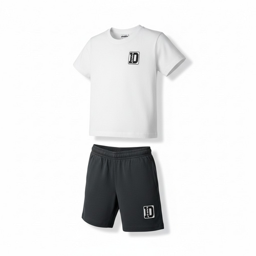 Completo Diadora Bambino Bianco-Grigio T-shirt + Shorts - Collezione PE2026