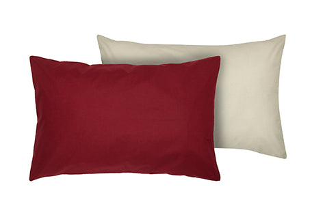 Completo letto lenzuola bicolor in 100% cotone made in Italy NATURALE/BORDEAUX