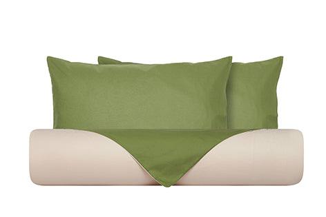 Set copripiumino federe letto bicolor double face parure copripiumino in cotone made in Italy NATURALE/SALVIA