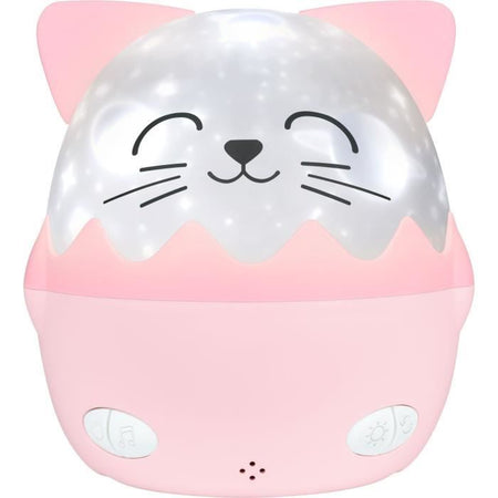 Luce notturna musicale senza fili - BIGBEN - Gatto - Proiezione a 360, 13 film, 8 melodie, Telecomando, Batteria USB-C