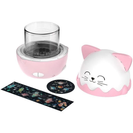 Luce notturna musicale senza fili - BIGBEN - Gatto - Proiezione a 360, 13 film, 8 melodie, Telecomando, Batteria USB-C