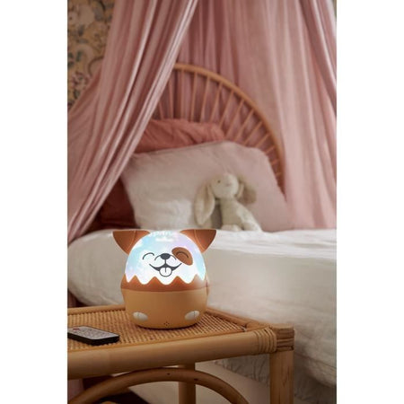 Luce notturna musicale senza fili - BIGBEN - Cane - Proiezione a 360, 13 film, 8 melodie, Telecomando, Batteria USB-C