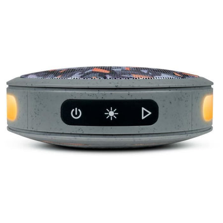 BIGBEN Party - Altoparlante Bluetooth rotondo con cinturino ed effetti luminosi - 15W - Mimetico grigio e arancione