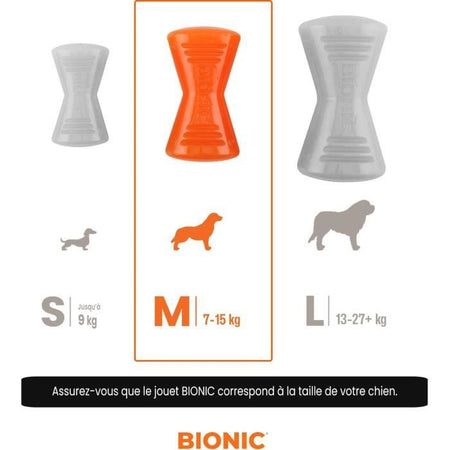Giocattolo per cani - BIONIC - Osso - Taglia Media 12 cm - Gomma ultraresistente - senza piombo, BPA e ftalati
