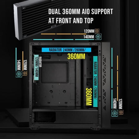 Case per PC senza alimentatore - BITFENIX Tracery ARGB (Nero) - Tower medio - Formato E-ATX