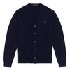Fred Perry Cardigan Uomo Tinta Unita 100% Cotone Maniche Lunghe Maglione Pullover con Bottoni Logo Ricamato Collo A Scialle