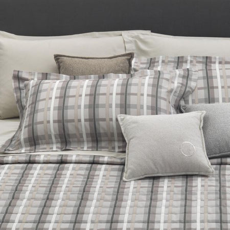 Completo Lenzuola Trussardi Light Tartan Matrimoniale Raso di Cotone - The King Luxury