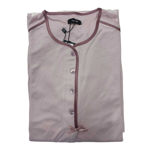 Camicia da notte donna Bisbigli Très Chic, Serie 13, manica lunga con Serafino, tessuto modal 100%, Made in Italy