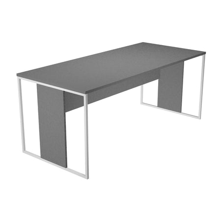 Scrivania con gambe metallo sezione quadrata mm. 20x20 con montante in melaminico cm. 140/160/180x80x74,4h
