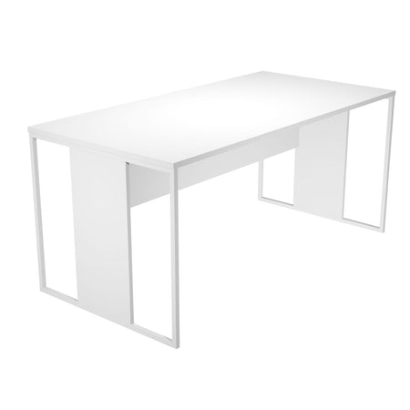Scrivania con gambe metallo sezione quadrata mm. 20x20 con montante in melaminico cm. 140/160/180x80x74,4h