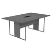 Tavolo per sala riunioni con gambe metalliche, piano in melaminico completo di top access passacavi con marsupio cm. 180x110x74,4h