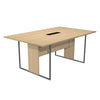 Tavolo per sala riunioni con gambe metalliche, piano in melaminico completo di top access passacavi con marsupio cm. 180x110x74,4h