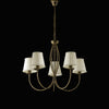 Lampadario classico rustico Botte 5 luci in ferro marrone oro e paralumi avorio