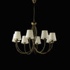 Lampadario classico rustico Botte 8 luci in ferro marrone oro e paralumi avorio
