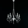 Lampadario Classico 5 Luci Ferro Bianco Shabby e Cristalli Serie Elegant