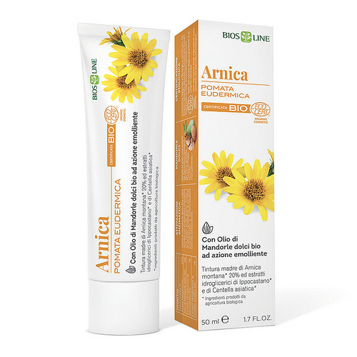 BIOS LINE Pomata Eudermica Bio Arnica, Pomata Lenitiva, Indicata Per Massaggio In Caso Di Fastidi Localizzati, Con Olio di Mandorle Dolci, 50 ml