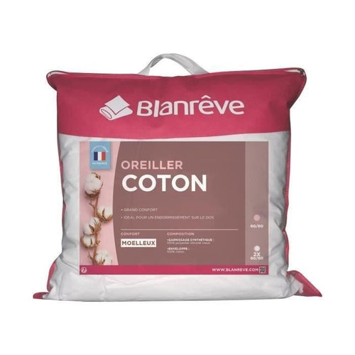 BLANREVE Set di 2 cuscini in cotone - 60 x 60 cm - Bianco