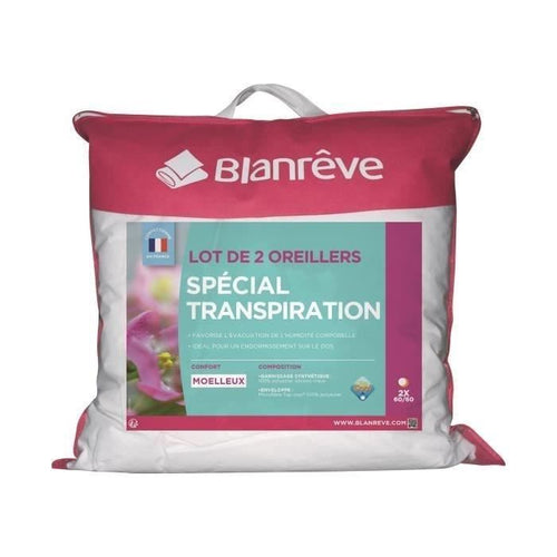 BLANREVE Set di 2 cuscini traspiranti speciali - 60 x 60 cm - Bianco