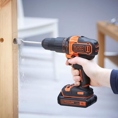 Trapano a percussione a batteria - BLACK & DECKER - BDCHD18S32-QW - 18 V - 1 batteria da 1,5 Ah