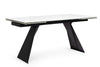 Tavolo allungabile Blazar con struttura in acciaio, piano in ceramica e supporto in vetro