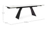Tavolo allungabile Blazar con struttura in acciaio, piano in ceramica e supporto in vetro