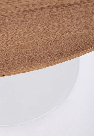 Tavolo Bloom rotondo con struttura in acciaio verniciato, piano in legno