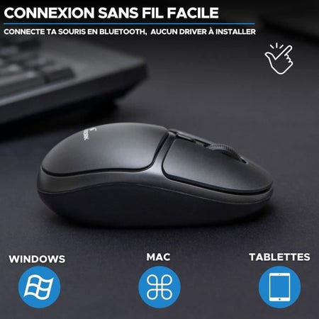 Mouse Wireless - BLUESTORK - Office 25 - PC/MAC - Nero - Connessione 2,4 GHz - Batteria a Lunga Durata