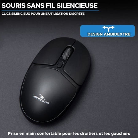 Mouse Wireless - BLUESTORK - Office 25 - PC/MAC - Nero - Connessione 2,4 GHz - Batteria a Lunga Durata