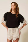 Blusa con maniche in macramè | TWINSET