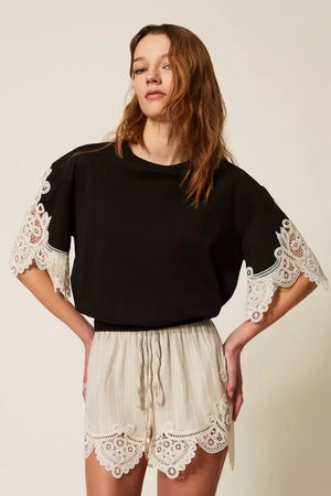 Blusa con maniche in macramè | TWINSET