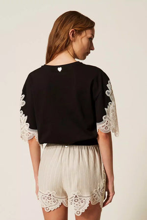 Blusa con maniche in macramè | TWINSET