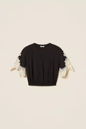 Blusa con maniche in macramè | TWINSET