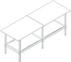 Banco lavoro in metallo e legno con accessori e piano inferiore metallico cm. 240x80x93h