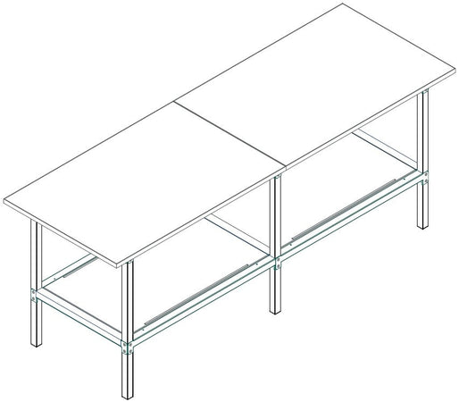 Banco lavoro in metallo e legno con accessori e piano inferiore metallico cm. 240x80x93h