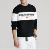 Ralph Lauren Felpa Uomo Polo Sport Usa Senza Cappuccio Girocollo Bianca E Nera Felpa Polsini E Bordo a Coste