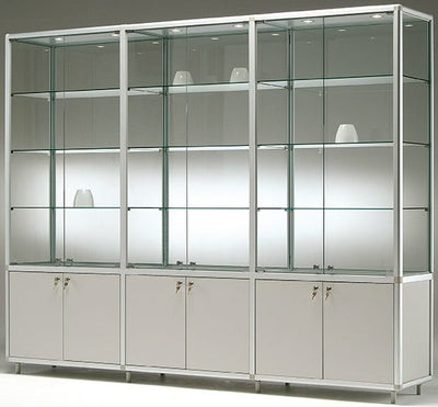 Vetrina con mobile e ripiani regolabili da negozio abbigliamento cm. 231x42,5x184,5h