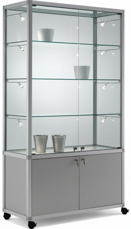 Vetrina espositiva con mobile e ripiani regolabili in cristallo da casa cm. 79x52,5x184,5h